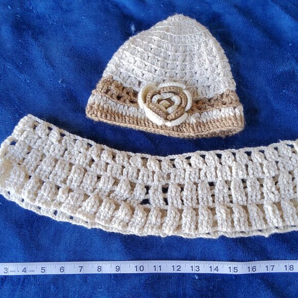 Handmade Cozy crochet hat with flower accent and matching Crochet Shoulder Wrap - Picture 3 of 4